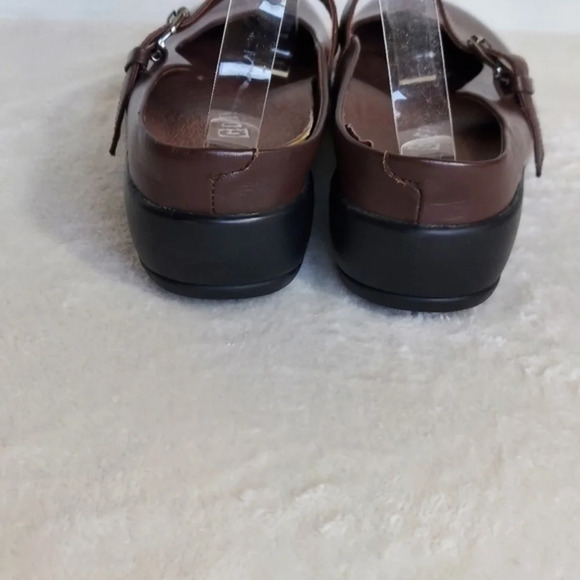 Gravity Defyer Brown Leather Mary Jane Padded Insoles Mules Clogs - Picture 5 of 11
